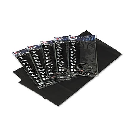 Tablemate Products, Co. Tablemate, Table Set Rectangular Table Covers, Heavyweight Plastic, 54 X 108, Black, 6PK 549BK